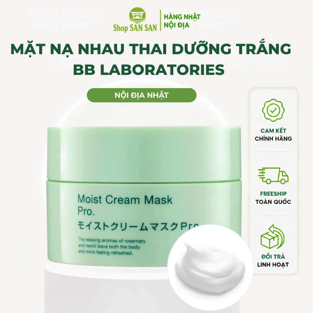 Mặt nạ nhau thai BB LABORATORIES Moist Cream Mask Pro Nhật Bản dưỡng trắng phục hồi da