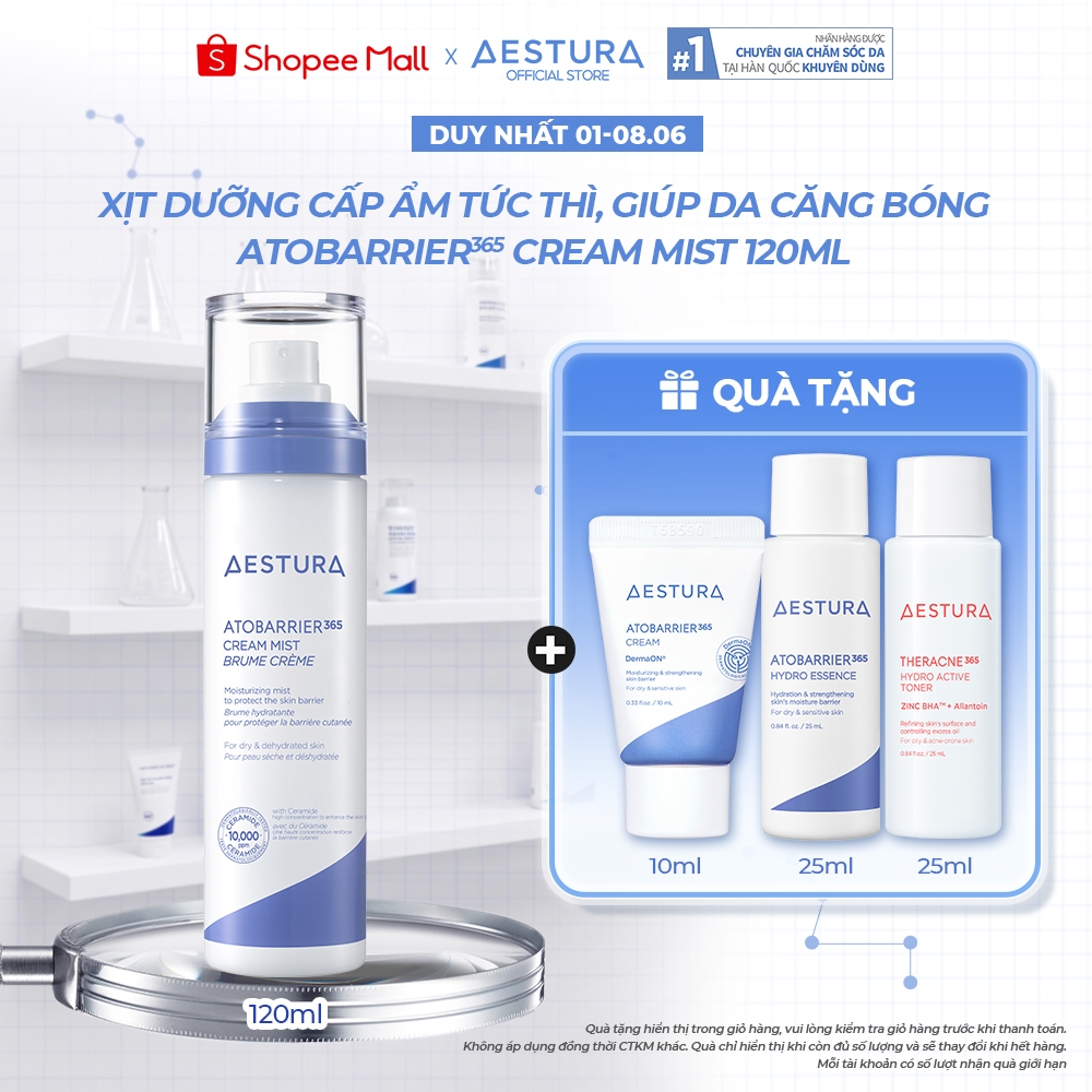 Xịt Dưỡng Ẩm Ceramide AESTURA ATOBARRIER365 Cream Mist 120ml