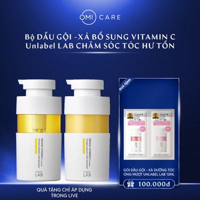 Bộ Dầu Gội Xả Bổ Sung Vitamin C Phục Hồi Tóc Hư Tổn, Dưỡng Mềm Mượt Từ Gốc Đến Ngọn Unlabel LAB 400ml