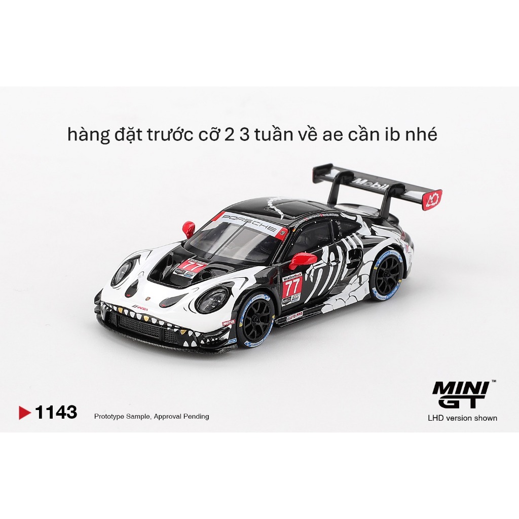 MINI GT Porsche 911GT3 R #77 AO Racing“Rexy”2024 IMSA Daytona 24 Hrs Xe Mô Hình 1:64 Diecast Sưu Tầm