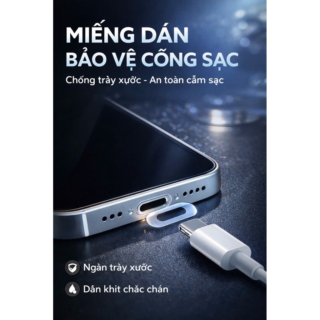 Miếng Dán Chống Trầy Cho Cổng Sạc Ip Android Type-C