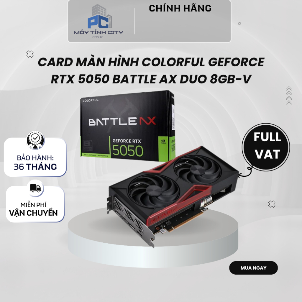 [Full Vat] Card màn hình Colorful GeForce RTX 5050 Battle AX DUO 8GB-V - Bảo Hành 36 Tháng