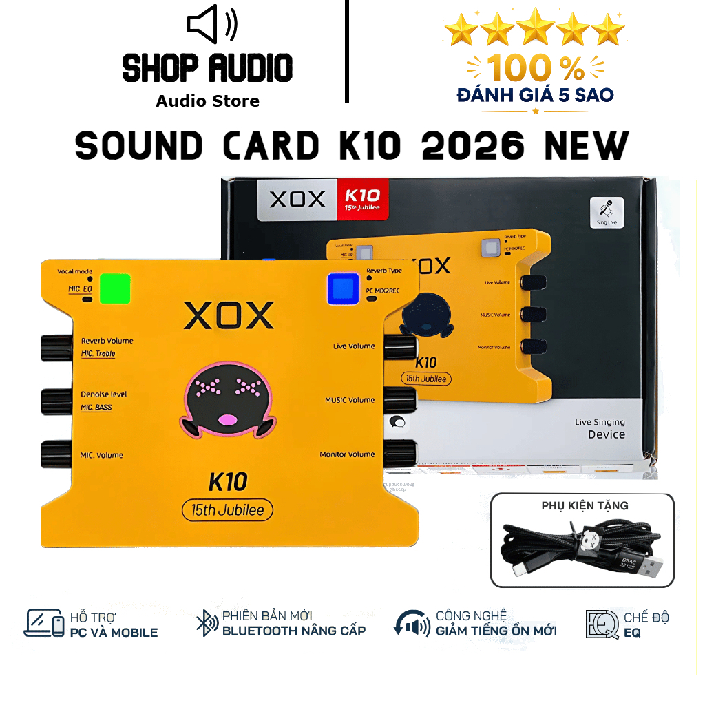 [Chính Hãng] SoundCard XOX K10 Bộ Thu Âm Thanh, Livestream. Hát Karaoke Sound Card K10 2025 Bảo Hành