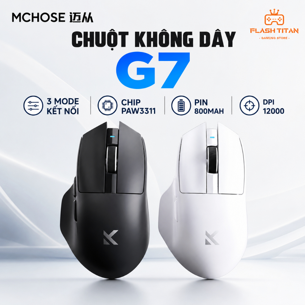 Chuột Máy Tính Không Dây Mchose G7 - Chip PAW3311 Mạnh Mẽ - Pin 800mAh - Thiết kế công thái học | BigBuy360 - bigbuy360.vn