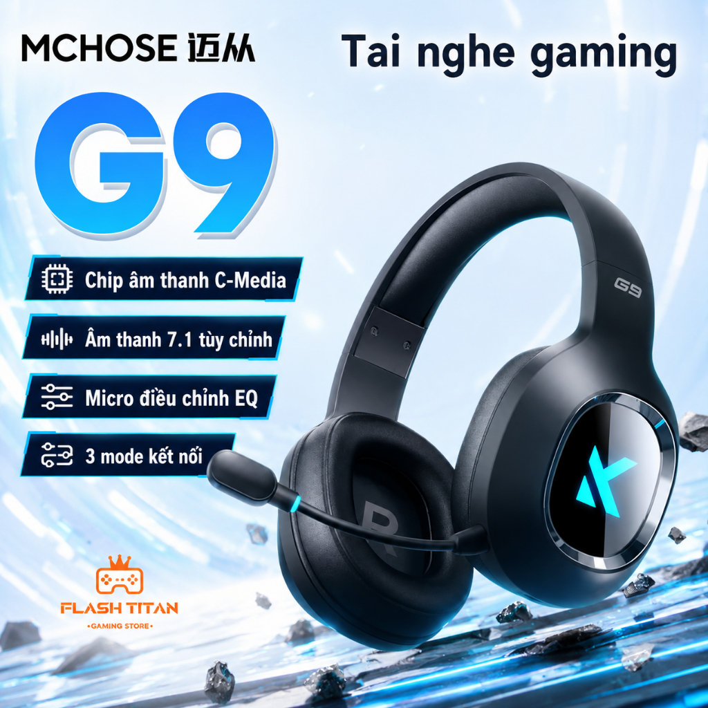 Tai nghe chụp tai Gaming Mchose G9 | G9 pro - Có mic đàm thoại - 3 mode kết nối - Âm thanh vòm 7.1 | BigBuy360 - bigbuy360.vn