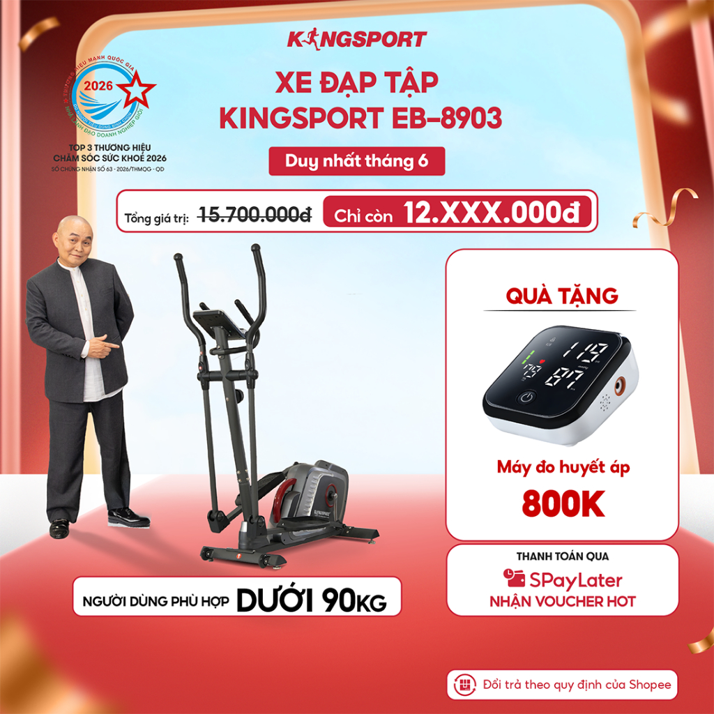 Xe đạp tập KINGSPORT Elliptical Bike EB-8903 tập luyện toàn thân, tích hợp đồng hồ đo lường chỉ số