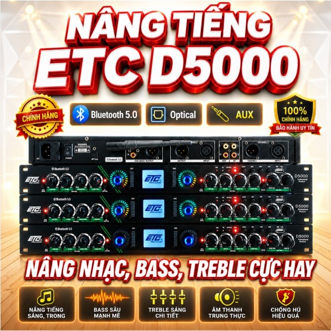 Nâng Tiếng Karaoke ETC-D5000, CB-1000 ,CB900 ,Bluetooth,Optical, Tăng Tiếng Treble, Bass