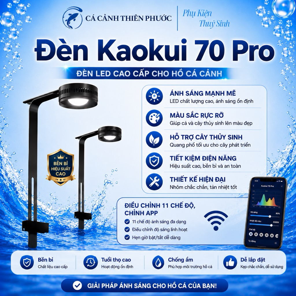 Đèn led Kaokui RGB KK70 Pro - Đèn rọi Có chỉnh App cho hồ cá cảnh thủy sinh- Cá Cảnh Thiên Phước