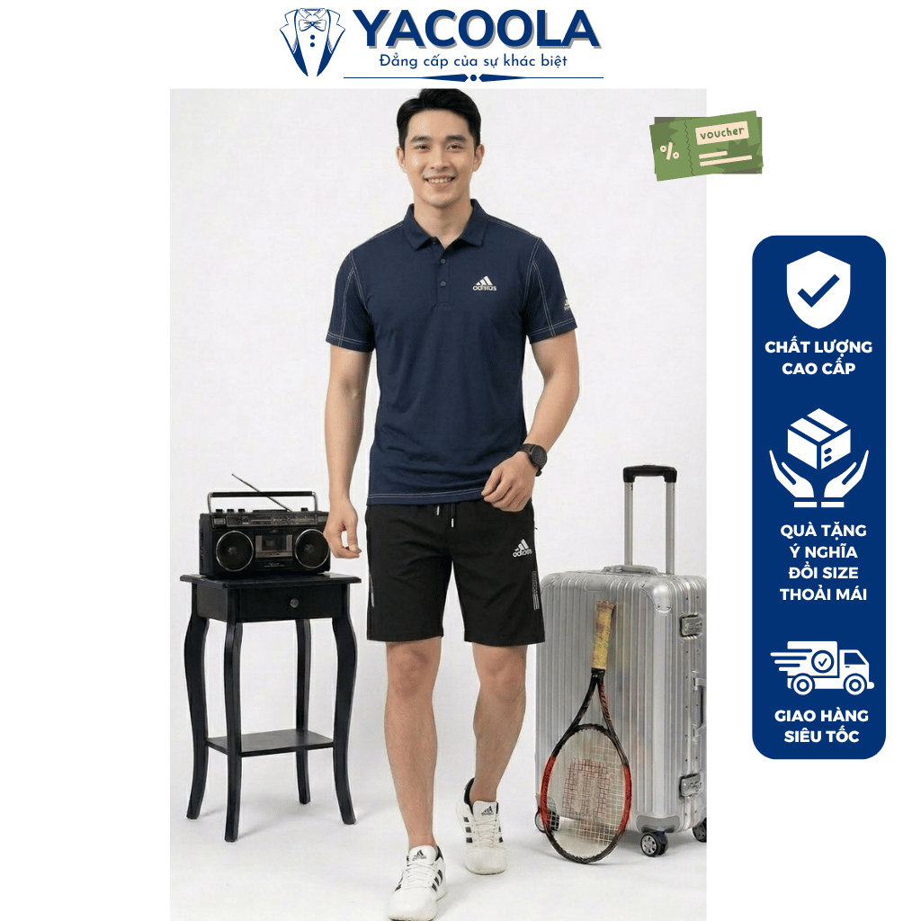 Bộ quần áo nam mùa hè vải mát chuẩn phom xịn đẹp Hàng Cao Cấp Yacoola YH6-552 Set đồ nam cộc tay dạo