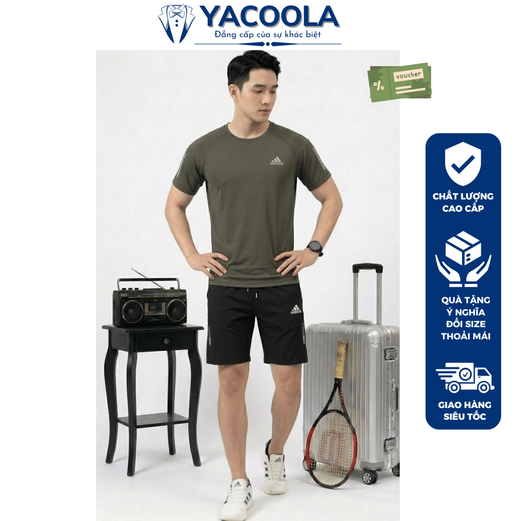 Bộ quần áo nam mùa hè vải mát chuẩn phom xịn đẹp Hàng Cao Cấp Yacoola YH6-96831 Set đồ nam cộc tay d