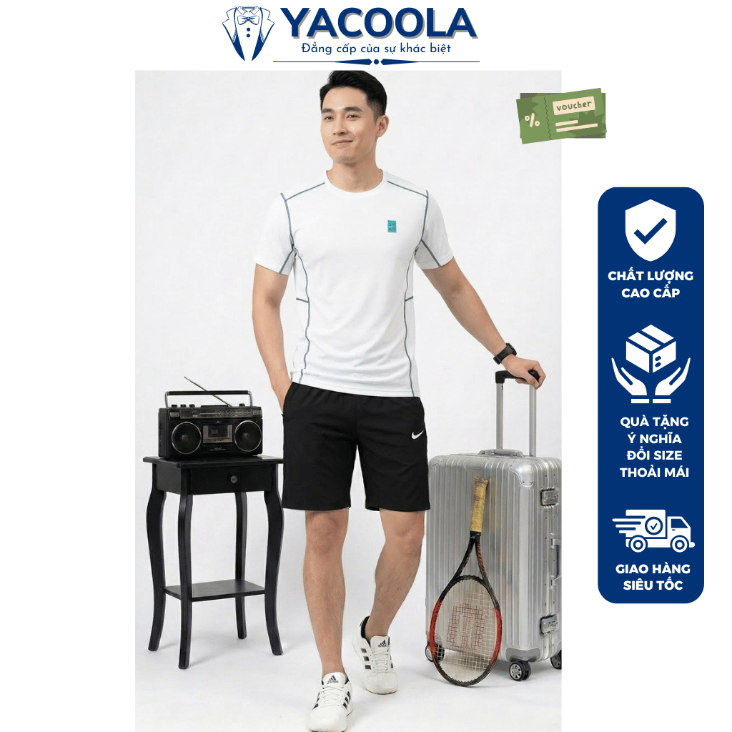 Bộ quần áo nam mùa hè vải mát chuẩn phom xịn đẹp Hàng Cao Cấp Yacoola YH6-253661 Set đồ nam cộc tay 