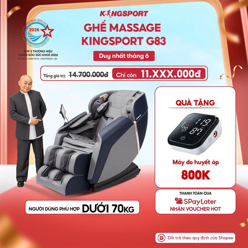 Ghế massage KINGSPORT G83 hệ thống con lăn hiện đại, con lăn lòng bàn chân, 5 bài massage