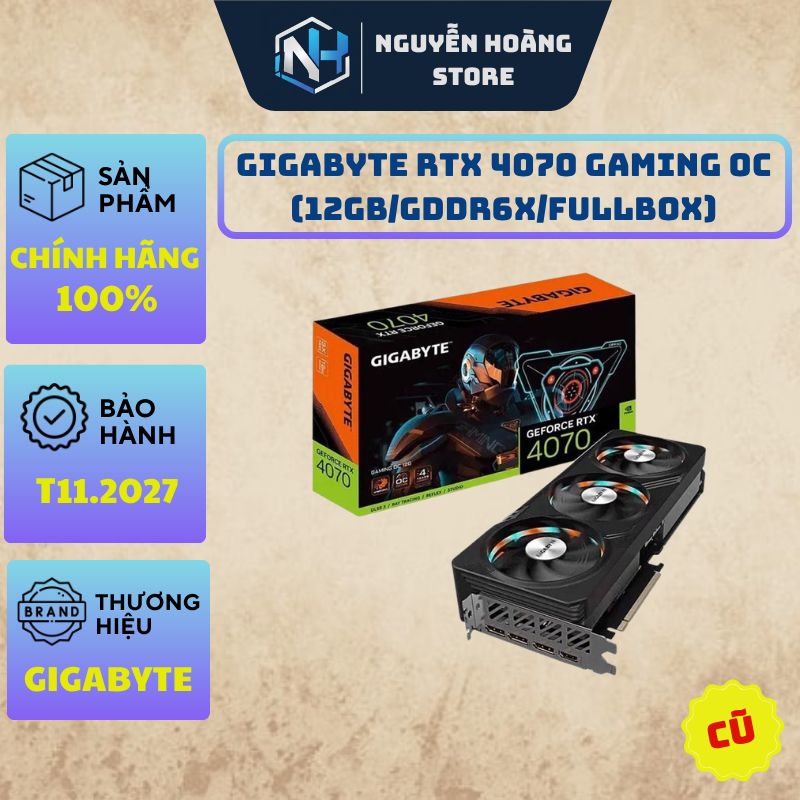 VGA card màn hình Gigabyte RTX 4070 GAMING OC 12GB Cũ