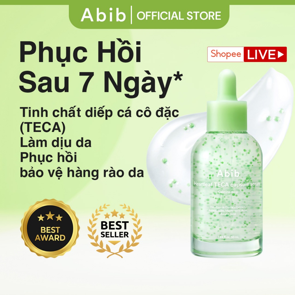 [KOL] Tinh chất viên nang diếp cá làm dịu da Abib Heartleaf TECA capsule serum Calming drop 50ml