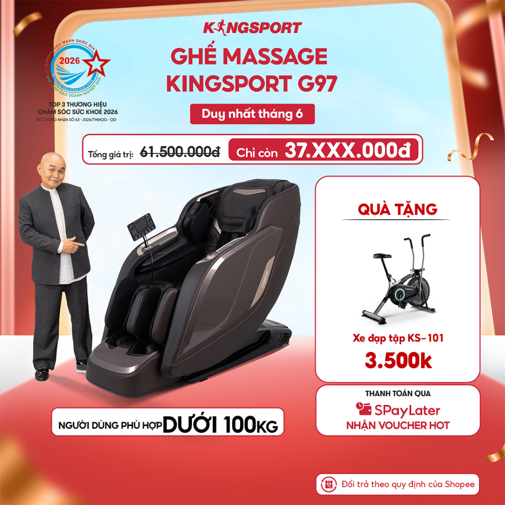 Ghế massage toàn thân cao cấp KINGSPORT DELUXE G97 chế độ massage 3D Ultra, 10 bài massage
