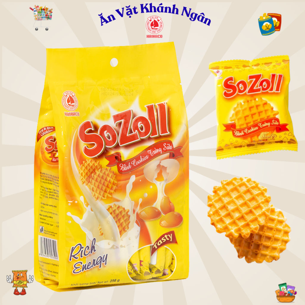 Bánh Trứng Sữa Giòn Sozoll Hải Hà Túi 256g - HÀNG CHÍNH HÃNG