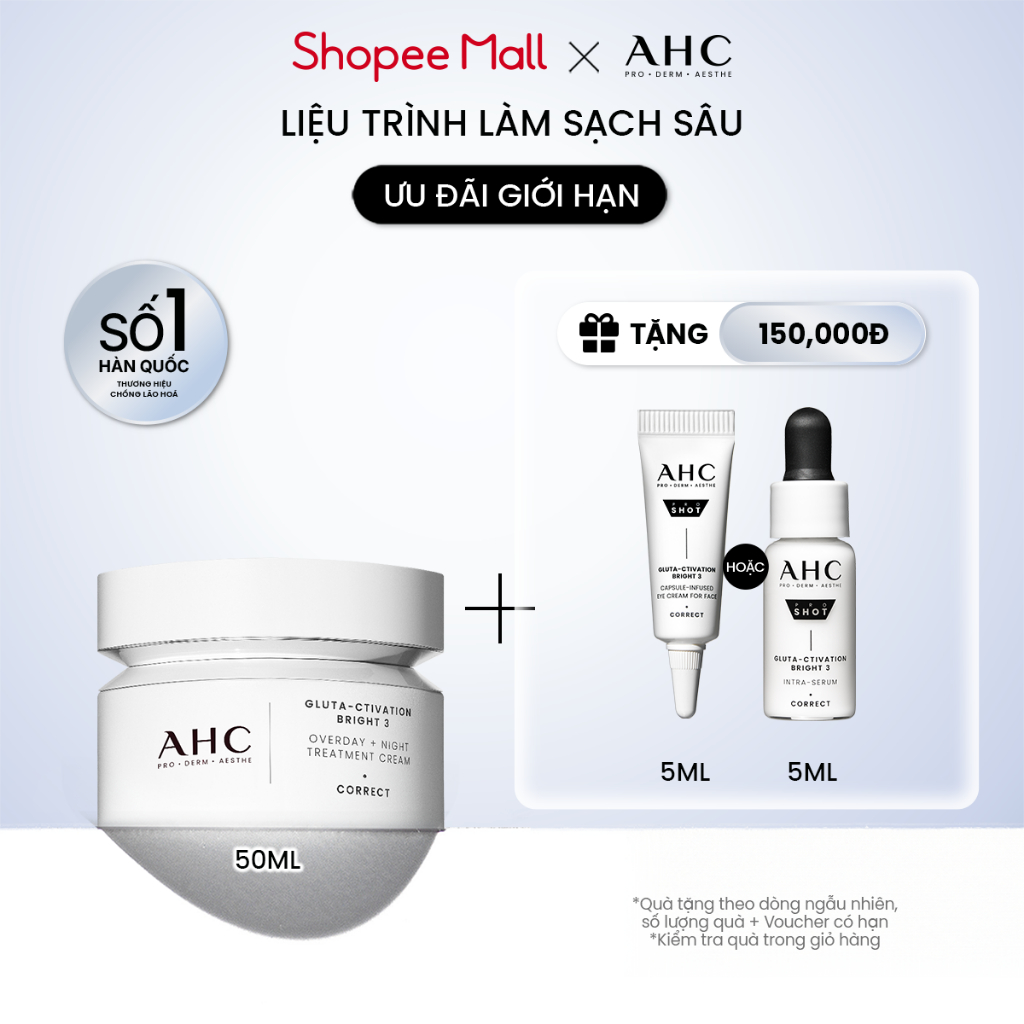 Kem dưỡng kiêm mặt nạ ngủ mờ nám sáng da PROSHOT GLUTA-CTIVATION BRIGHT 3 AHC 50ML | BigBuy360 - bigbuy360.vn
