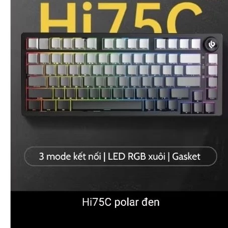 (sẵn tùy màu) Bàn Phím Cơ Custom - Nhôm CNC - Leobog Hi75C - 3 mode | 1 Mode  - Mạch Xuôi - RGB - Bả