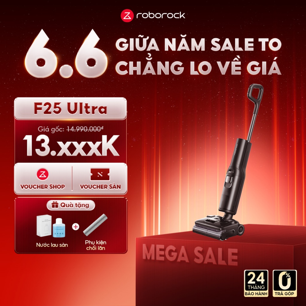 Roborock F25 Ultra máy hút bụi lau nhà hơi nước nóng | Lực hút 22000pa | Bảo hành 24 tháng