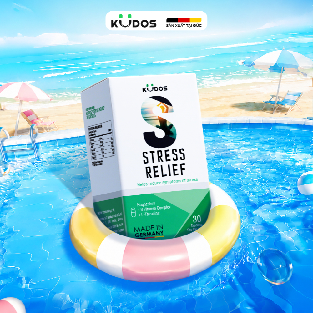 TPBVSK Viên uống KUDOS STRESS RELIEF hỗ trợ giảm căng thẳng, có bổ sung vitamin B và Magie (30 viên/