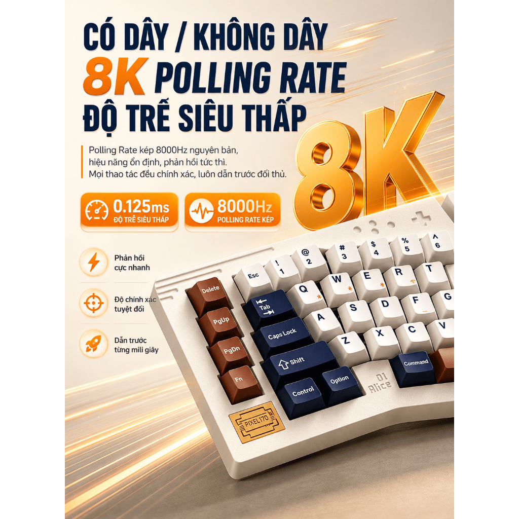 Bàn Phím Cơ Keychron Z11 Ultra 8K Alice Split CNC Nhôm Nguyên Khối | Bluetooth 5.2 | Wireless 2.4GHz | Pin 8000mAh | Mac | BigBuy360 - bigbuy360.vn