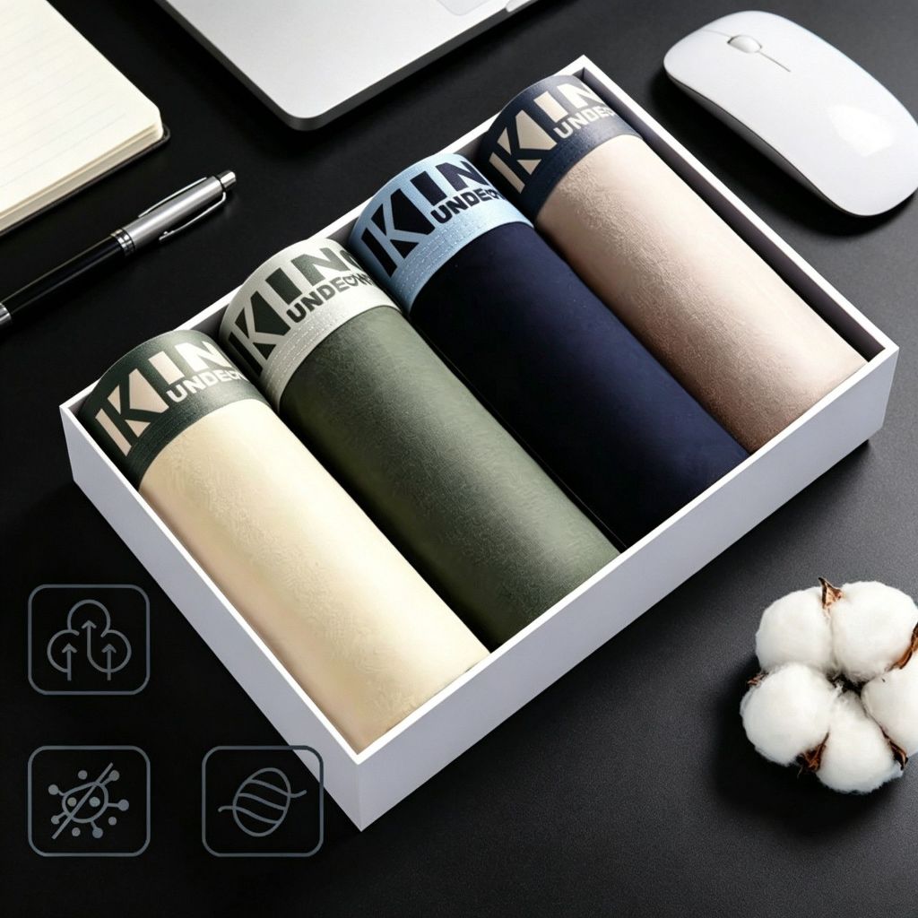Sét 4 quần sịp nam KING BOXER quần xì sịp đùi cotton mềm mịn ship nam co dãn thấm hút thoáng khí KNI