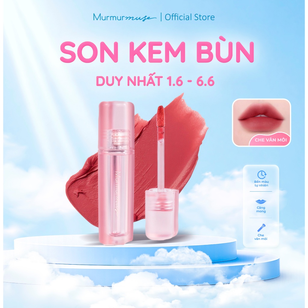 Son Kem Bùn MURMURMUSE Che Vân Môi, Làm Đầy Môi, Chất Lì Mịn, Có Dưỡng Chất Không Làm Khô Môi - 2.8g