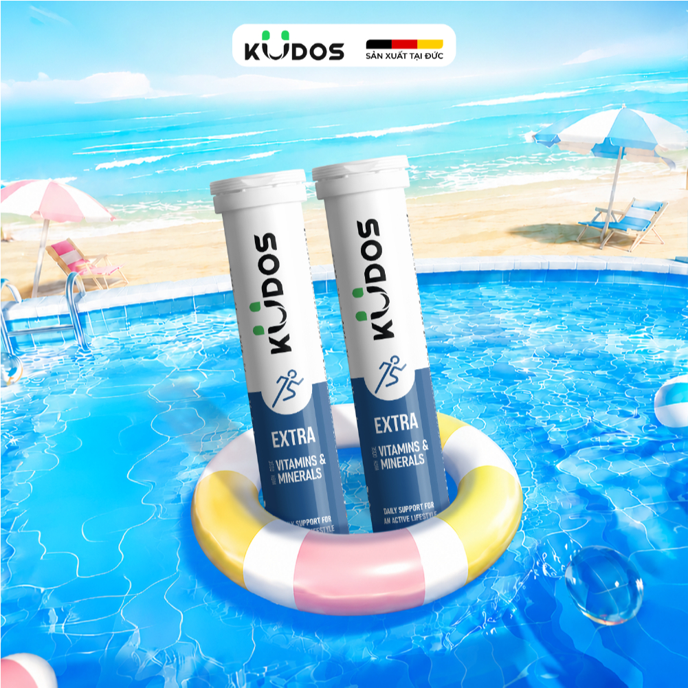 Combo 2 Tuýp TPBVSK Viên sủi KUDOS EXTRA bổ sung vitamin tổng hợp, Magie, Kẽm (20 viên/tuýp)