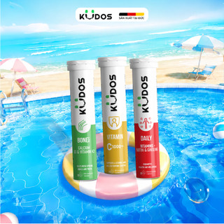 Combo 3 TPBVSK Viên sủi KUDOS VITAMIN C 1000MG + Viên Sủi KUDOS BONE + Viên Sủi KUDOS DAILY (20 viên/tuýp)