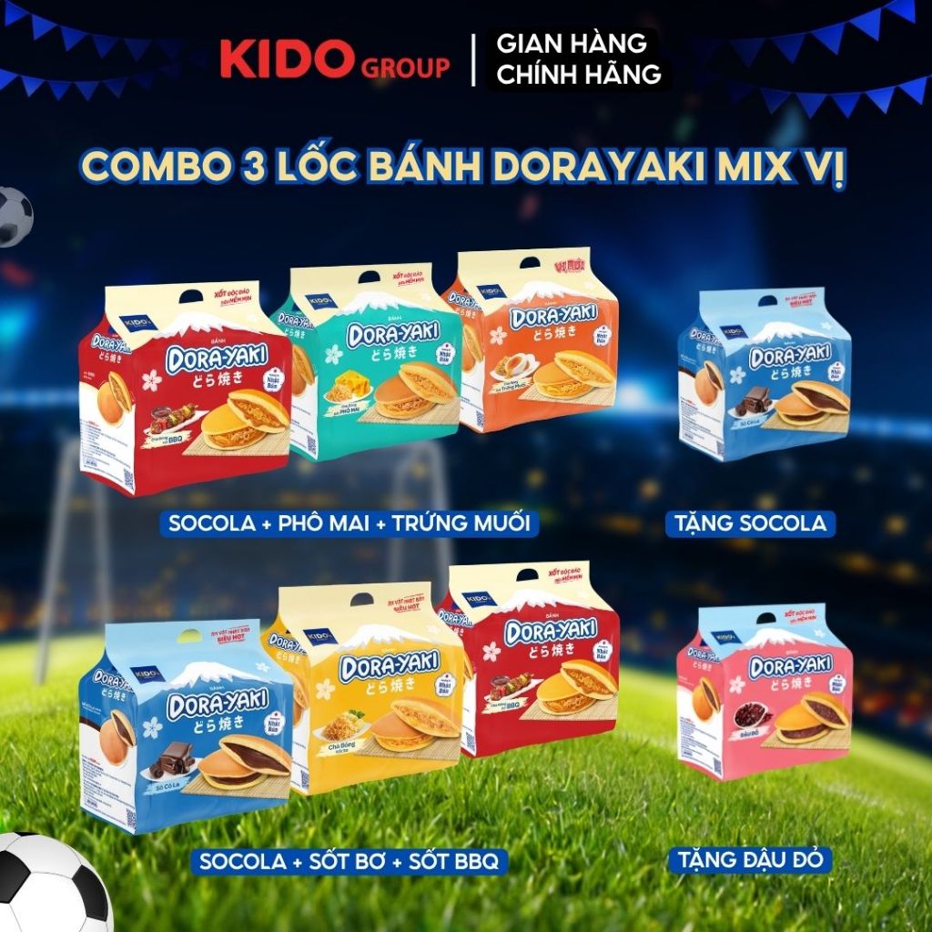[MUA 3 TẶNG 1] Combo 3 Lốc Bánh Dorayaki I Cấu trúc bánh siêu mềm mịn, chuẩn Bakery I Kido Group