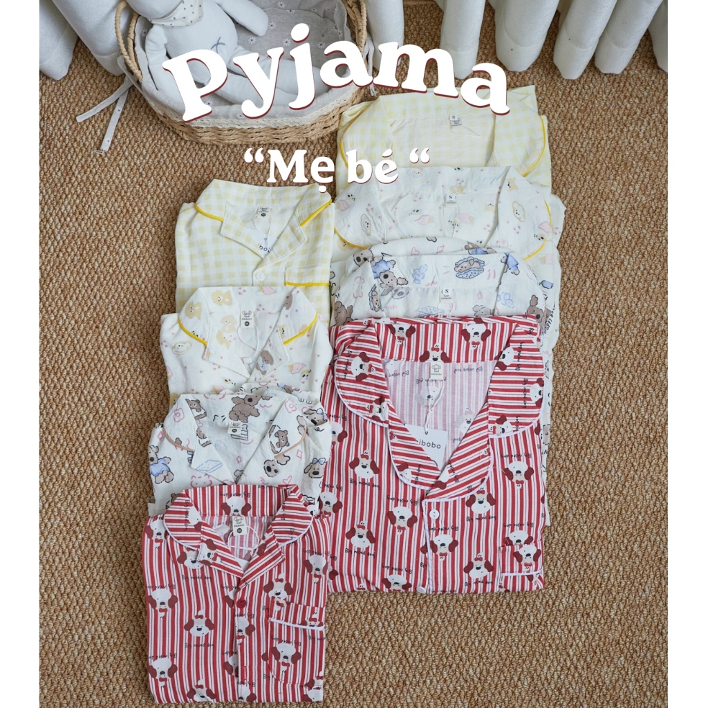 P310 BIBIBOBO 2026 - Bộ Quần Áo Cộc Pyjama Họa Tiết Đáng Yêu Phối Viền Dễ Thương Cho Bé Bibibobo