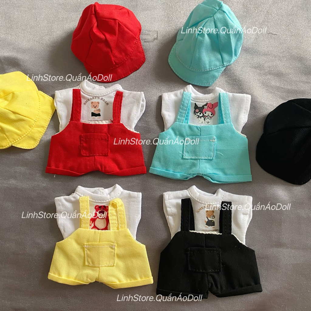 [Quần áo búp bê] SET YẾM QUẦN KÈM NÓN THỂ THAO SÔI ĐỘNG GÁI DOLL 5IN