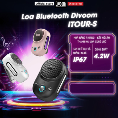 Loa bluetooth mini Divoom Itour-s, chống Nước IP67, kết nối 2 loa, chính hãng