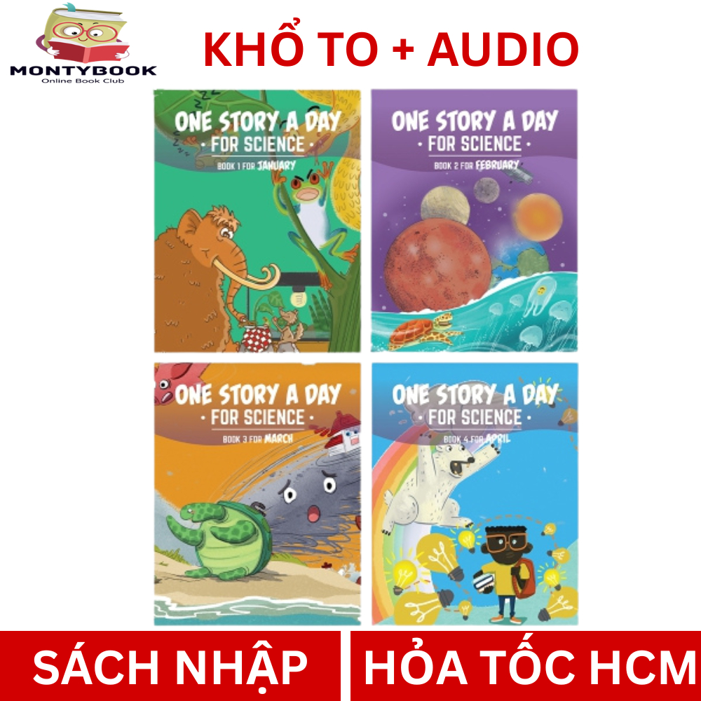 SÁCH KHOA HỌC - ONE STORY A DAY FOR SCIENCE TRỌN BỘ 4 CUỐN FULL MÀU KÈM FILE NGHE, ONE STORY A DAY K