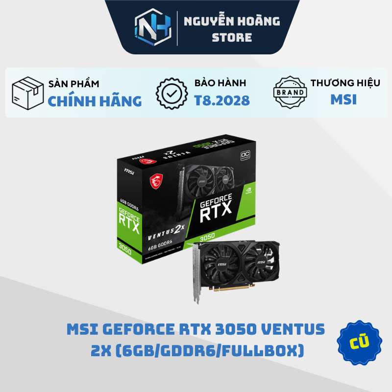 VGA card màn hình MSI GeForce RTX 3050 VENTUS 2X 6G Cũ