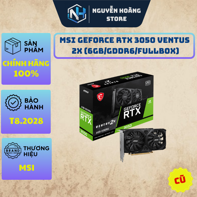 VGA card màn hình MSI GeForce RTX 3050 VENTUS 2X 6G Cũ