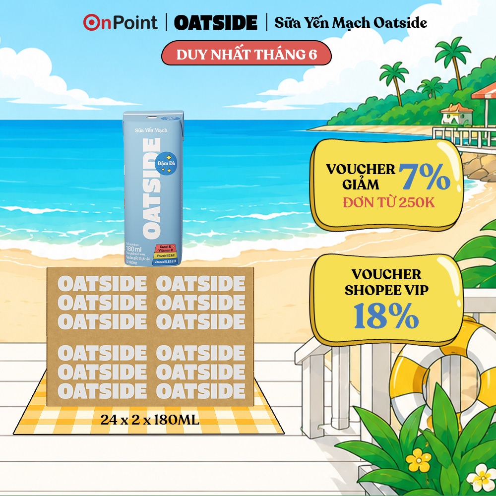 Combo 2 Thùng 24 hộp Sữa yến mạch OATSIDE Đậm Vị Deluxe 180ml (180ml x 24)