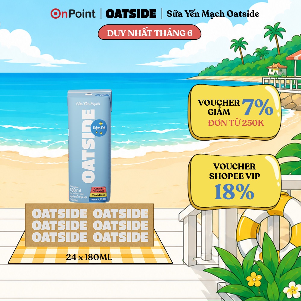 Thùng 24 hộp Sữa yến mạch OATSIDE Đậm Vị Deluxe 180ml (180ml x 24)