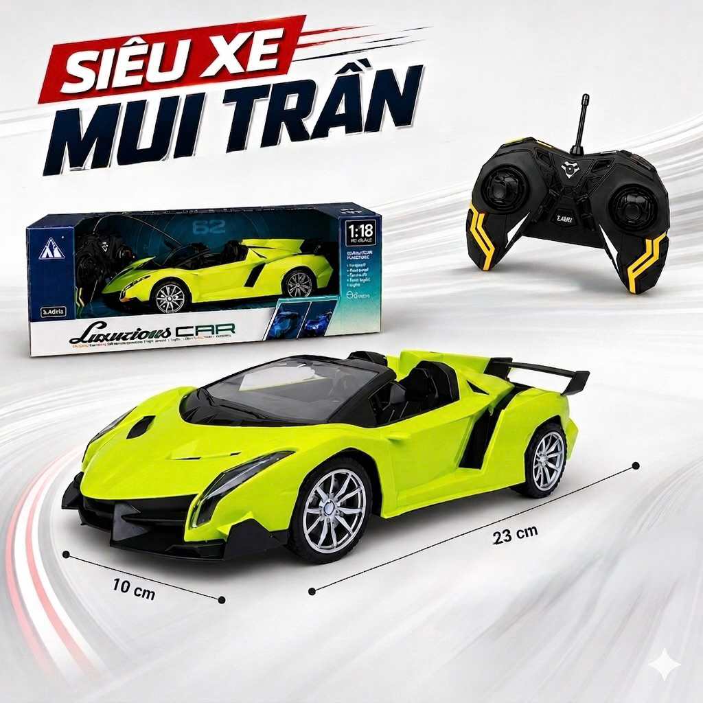 Siêu xe Lambo điều khiển từ xa 4 chiều có đèn sáng,chạy nhanh khỏe với 4 pin…