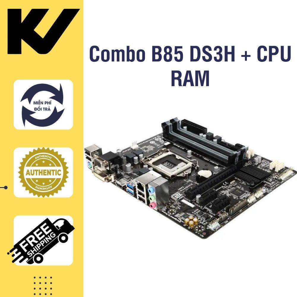 PC Lẻ COmbo Gigabyte B85M DS3H 4 khe cắm ram + CPU i5 4670 4690, i7 4790 4790K + Ram 8 16GB Dr3