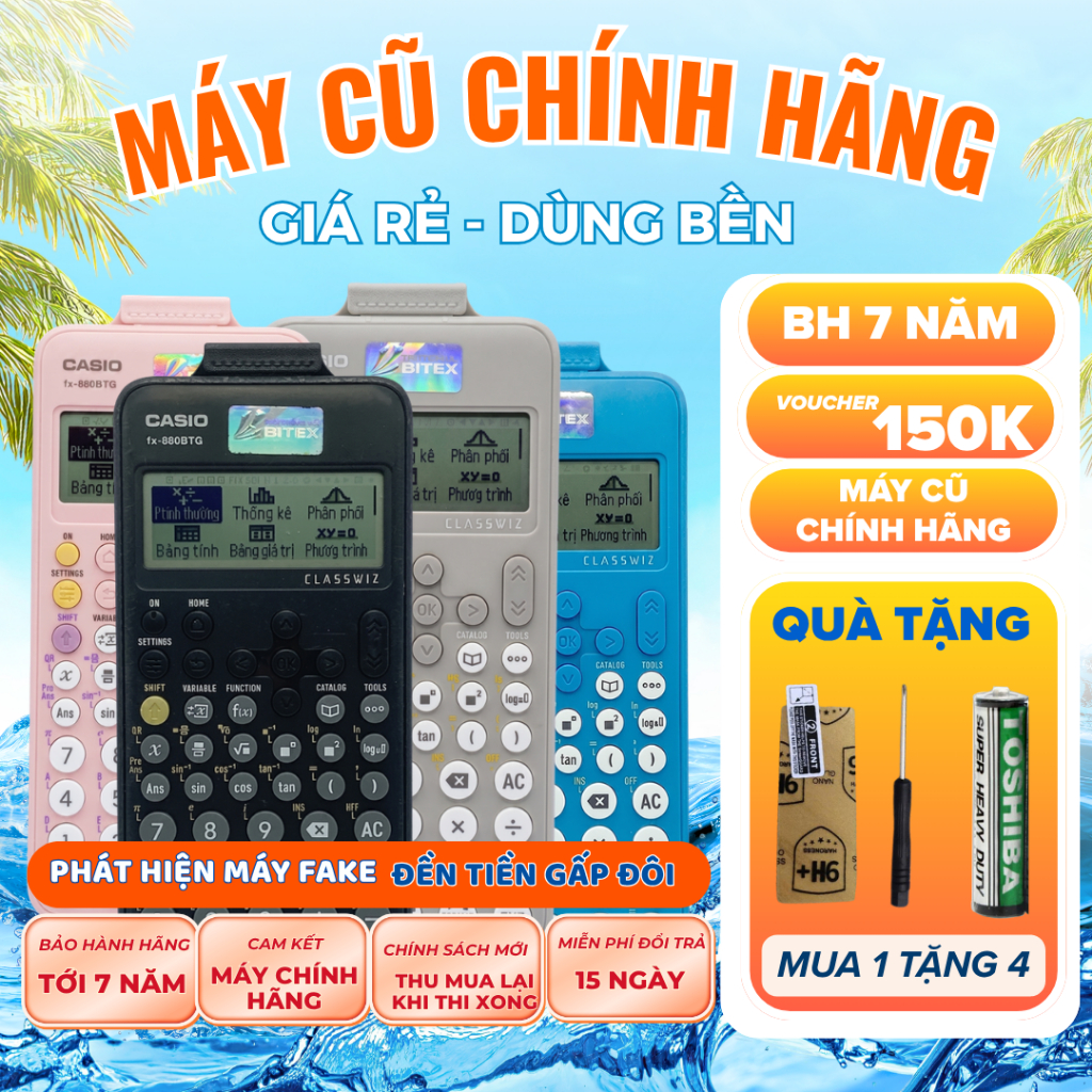 Máy tính CASIO FX-880BTG cũ (độ mới 80-99%) CHÍNH HÃNG | CASIO 880 BTG CHUẨN BITEX BH 7 NĂM