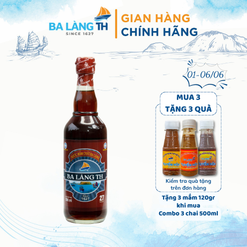 Nước Mắm Chắt Sành Ba Làng TH 400 Năm Truyền Thống Chai Thủy Tinh 500ml