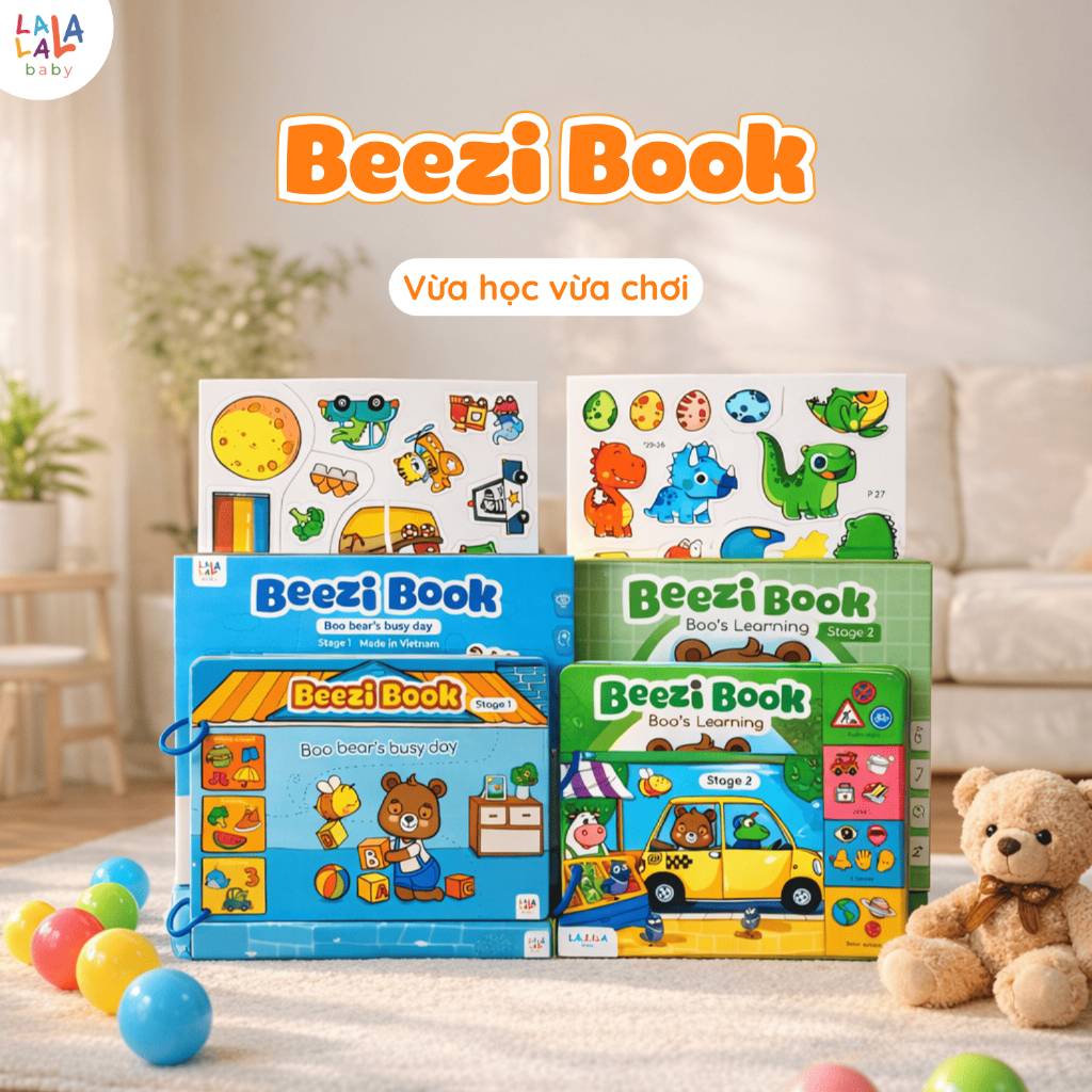 Sách bóc dán Busy Book Lalala Baby, đồ chơi giáo dục sớm song ngữ Anh Việt cho bé - Nhà Bắp Store