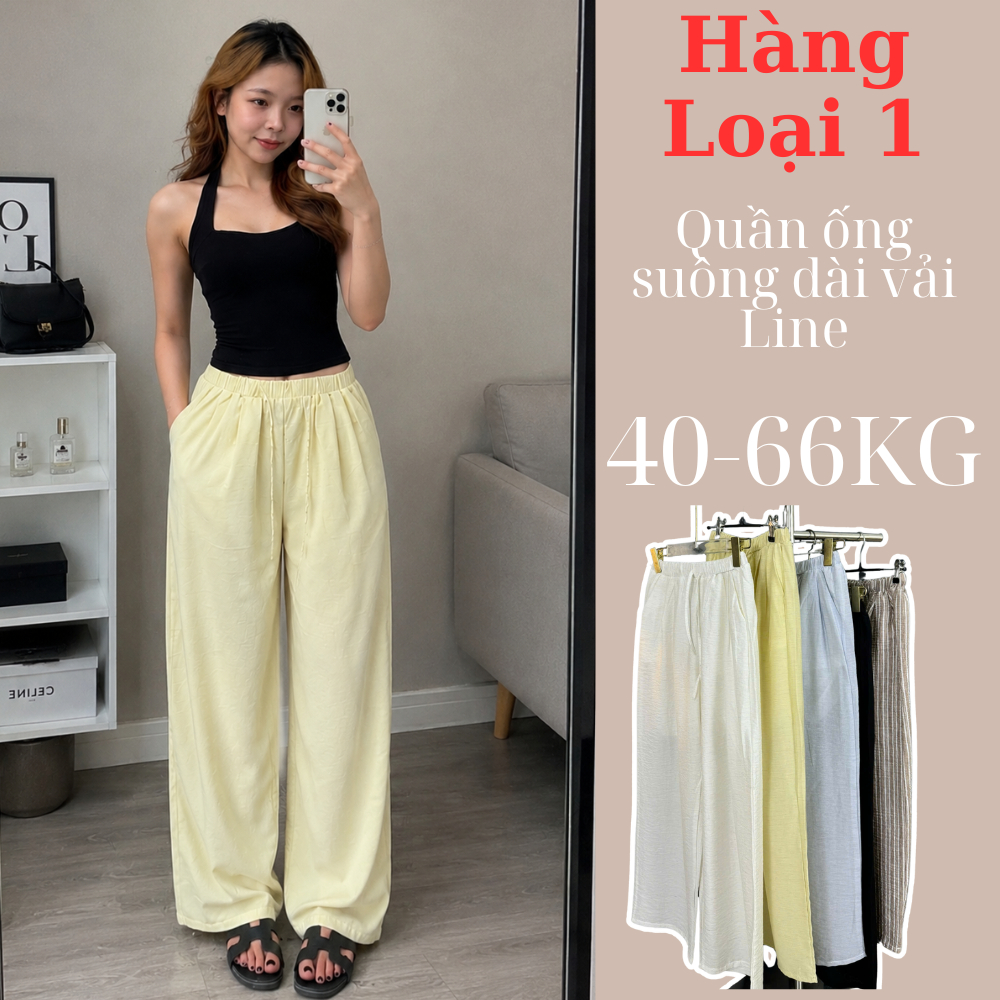 (HÀNG LOẠI 1)Quần Ống Suông Nữ Chất Linen Cao Cấp Cạp Chun Co Giãn | Quần Dài Nữ Mùa Hè Mềm Mát Dáng Rộng Dễ Phối Đồ