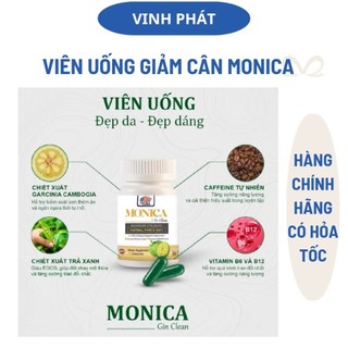 Viên Uống Giảm Cân Đốt Mỡ Siết Cơ Tan Mỡ Cấp Tốc Monica Gin Clean Maximum Strength 30 Viên Chính Hãng Mỹ