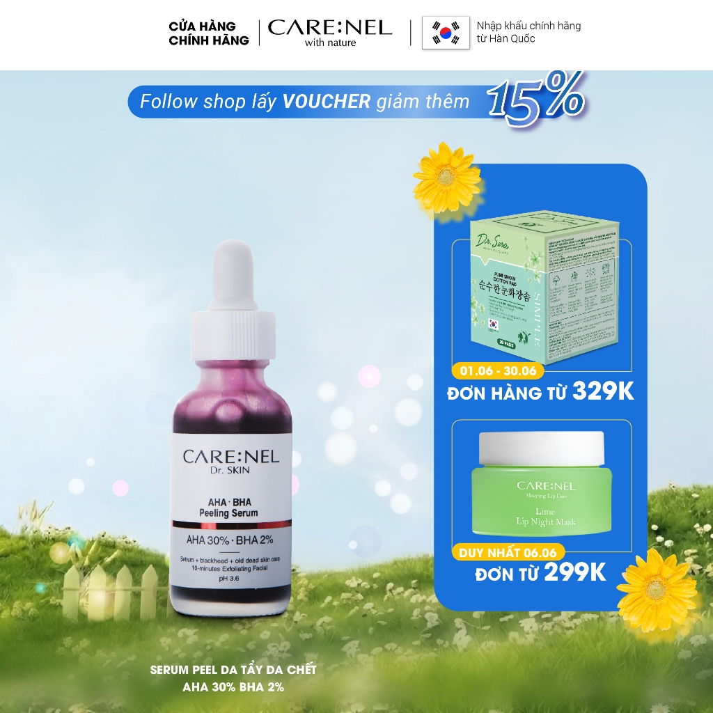 Serum peel da aha bha tẩy tế bào chết giảm mụn CARE:NEL AHA BHA PEELING SERUM 30ml