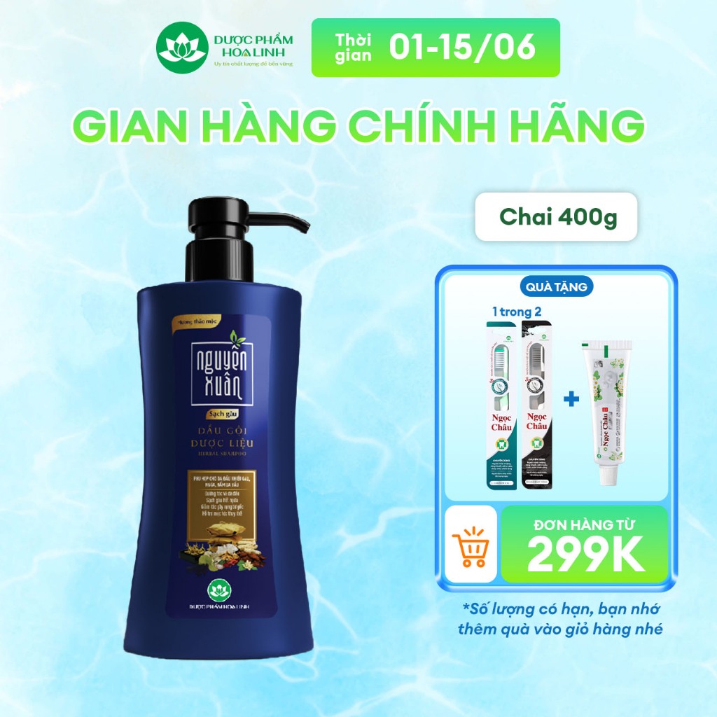 Dầu gội Dược liệu Nguyên Xuân Sạch Gàu 365g - Tặng thêm 35g giá không đổi