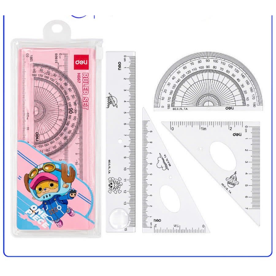 Bộ 4 Cây Thước Deli H17 15cm Nhựa Cứng Tiện Lợi, Chất Liệu Bền
