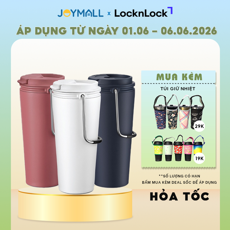 Ly Giữ Nhiệt LocknLock Bucket Tumbler LHC4269 540ml, Hàng Chính Hãng, Có Quai Xách - JoyMall