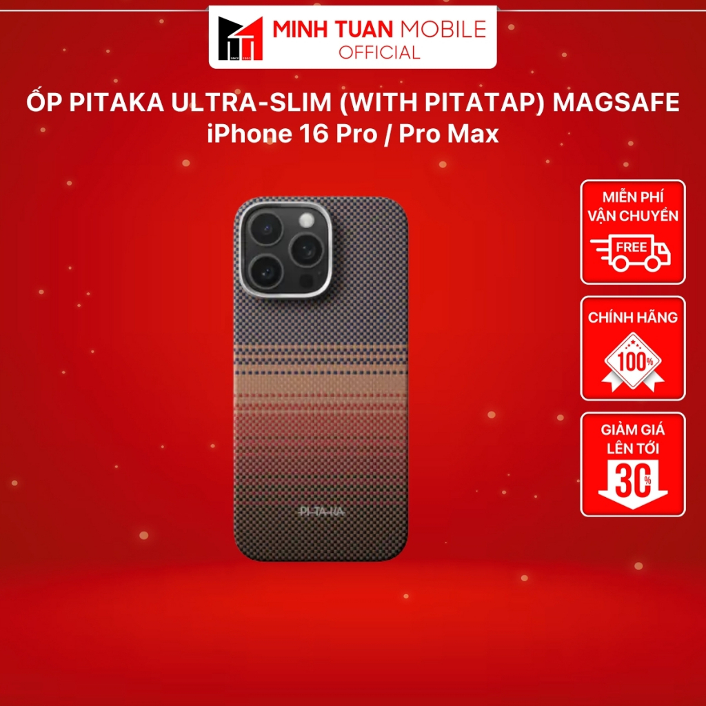 Ốp PITAKA Ultra-Slim (with PitaTap) Magsafe iPhone 16 Pro / Pro Max - Hàng Chính Hãng